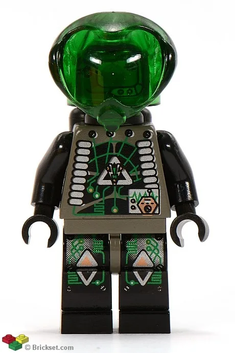 Insectoïde Zotaxien Alien - Mâle, Gris et Noir avec Circuits Verts et Tuyaux Argentés, avec Réservoirs d'Air (Professeur Webb / Criquet)
