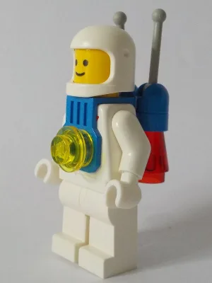 Klassischer Weltraum – Weiß mit blauem Jetpack