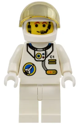 Port spatial - Astronaute C1, jambes blanches, casque blanc, grande visière dorée