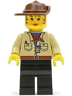 Miss Gail Storm / Pippin Reed - Tan Shirt, Black Legs, Brown Wide Brim Flat Hat
