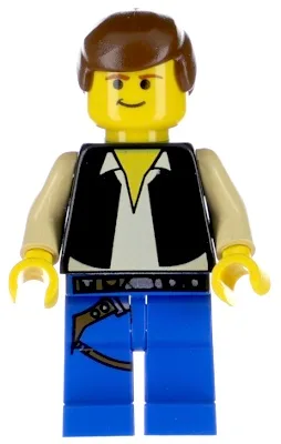 Han Solo – Gelber Kopf, schwarze Weste über beigem Hemd, blaue Beine mit Gürteln