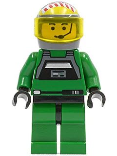 Rebellenpilot A-Wing – Gelber Kopf, durchsichtig-gelbes Visier, grüner Overall