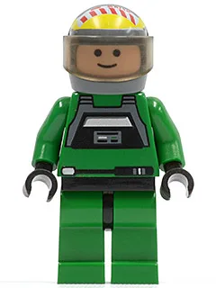 Rebellenpiloot A-wing - Licht nougatkleurige helm, doorschijnend bruin vizier, groene jumpsuit