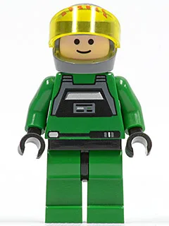 Rebellenpilot A-Wing – Hellnougatfarbener Kopf, durchscheinend gelbes Visier, grüner Overall