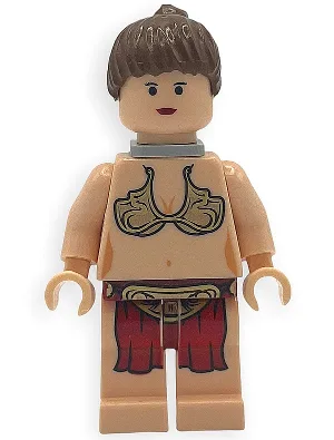 Prinzessin Leia – Jabba-Sklaven-Outfit, rotbrauner Pferdeschwanz, Halsspange