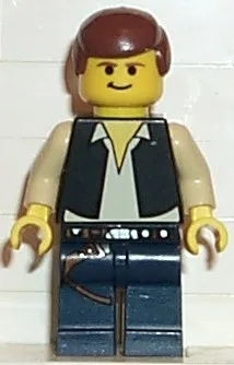 Han Solo - Tête jaune, gilet noir sur chemise beige, jambes bleu foncé avec ceintures