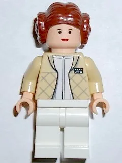 Prinzessin Leia – Hoth-Outfit, hellbraune Jacke, strukturiertes Haar mit Duttfrisur