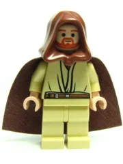 Qui-Gon Jinn - Lichtgroene kop, bruine kap en cape