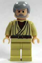 Obi-Wan Kenobi - Âgé, cheveux et barbe gris clair bleuté, yeux noirs