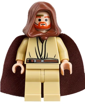 Obi-Wan Kenobi - Jong, licht nougatkleurig, roodbruine capuchon en cape, gouden headset