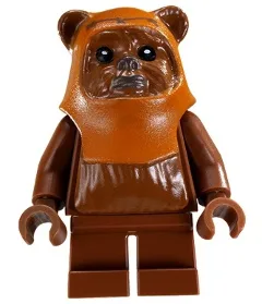 Wicket (Ewok) - Capuche orange foncé imprimée, visage brun rougeâtre
