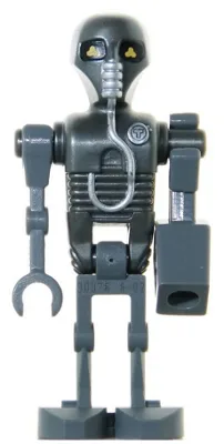 2-1B Medizinischer Droide – Perlgrauer Torso, silbernes Abzeichen mit Buchstabenmuster „T“.