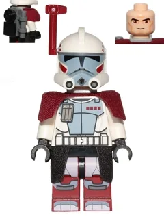 Kloon ARC Trooper Hammer, Rancor Bataljon (Fase 2) - Donkerrode stoffen schouderplaat, zwarte stoffen kama, grote ogen