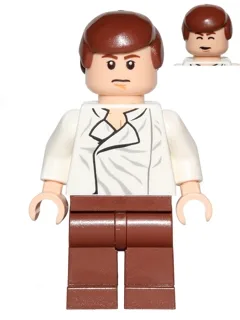 Han Solo – Weißes Hemd mit Falten auf der Vorderseite, rotbraune Beine, doppelseitiger Kopf