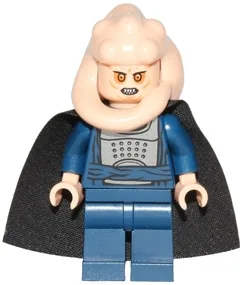 Bib Fortuna – Dunkelblauer Bademantel, heller Nougat-Leder