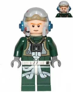 Rebellenpiloot A-wing (Open helm, donkergroen jumpsuit, fronsend/angstig) (Arvel Crynyd)