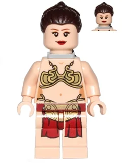 Prinzessin Leia – Jabba-Sklavenoutfit, dunkelbrauner langer Zopf, Halsspange