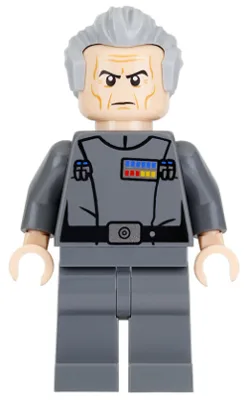 Grand Moff Wilhuff Tarkin - Dark Bluish Gray Uniform, Swept Back Hair, Black Eyebrows