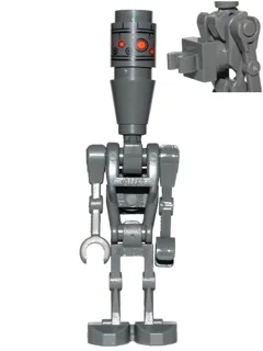 Assassin Droid (IG-88) - Dark Bluish Gray, Printed Head, 1 x 1 Round Plate and Clip