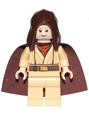 Obi-Wan Kenobi - Old, Dark Brown Hood and Starched Fabric Cape