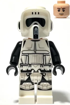 Imperial Scout Trooper - Male, Dual Molded Helmet, Belt with Large Dots on Back, Light Nougat Head, Dark Brown Eyebrows, Frown