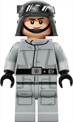 Imperialer AT-ST-Fahrer – Helm mit geformter Schutzbrille, hellblaugrauer Overall mit silbernen Punkten, bedruckte Arme, bedruckte Beine