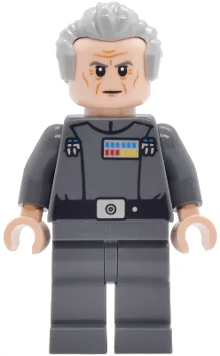 Großmoff Wilhuff Tarkin – Dunkelblaugraue Uniform, zurückgekämmtes Haar, dunkelblaugraue Augenbrauen