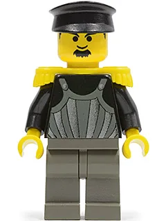 Time Twisters - Dark Gray Armor with Silver Stripes and Rivets, Yellow Epaulettes (Professor Millennium / Commodore Schmidt)