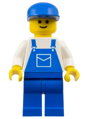 Overalls blauw met zak, blauwe pijpen, blauwe pet