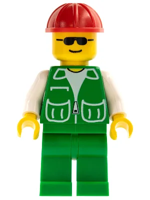 Jacket Green with 2 Large Pockets - Green Legs, Red Construction Helmet