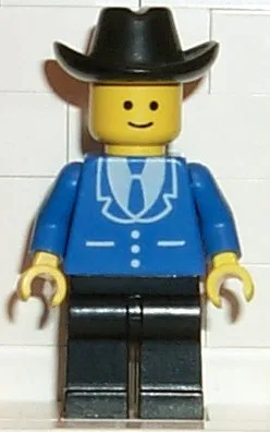 Anzug mit 3 Knöpfen, blau - schwarze Beine, schwarzer Cowboyhut