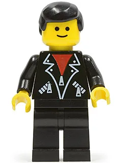 Veste en cuir à fermeture éclair - Jambes noires, cheveux noirs (homme)