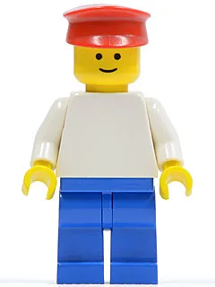 Effen wit torso met witte armen, blauwe benen en een rode hoed.