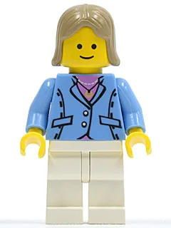 Medium Blue Jacket, White Legs, Dark Tan Female Hair