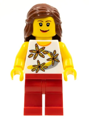 Fleurs jaunes, pattes rouges, poils mi-longs brun rougeâtre.