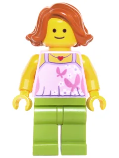 Mom, Bright Pink Top with Butterflies and Flowers, Lime Legs