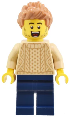 Adult - Male, Tan Knit Cable Sweater, Dark Blue Legs, Medium Nougat Spiked Hair