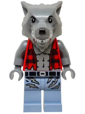Werewolf - Torn Red Flannel Shirt, Bare Chest with Fur and Muscles, Sand Blue Legs with Belt and Tears