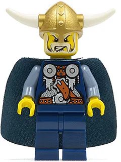 Viking blauwe schaakkoning - Hoorns vastgelijmd aan helm