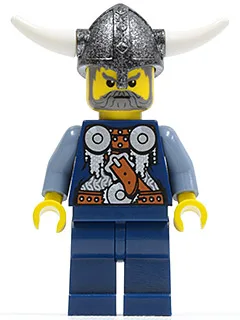 Viking blauwe schaakloper - Hoorns vastgelijmd aan helm