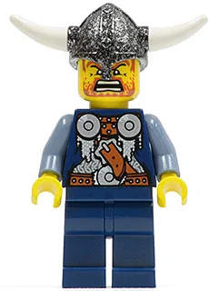 Viking blauwe schaakpion - Hoorns vastgelijmd aan helm