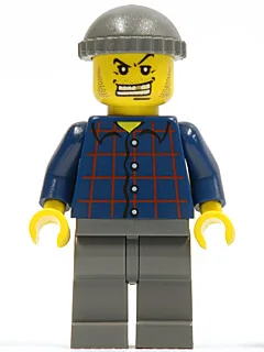 Plaid Button Shirt, Dark Gray Legs, Dark Gray Knit Cap, White Teeth with Gold Tooth, Stubble (Armored Car Bandit)