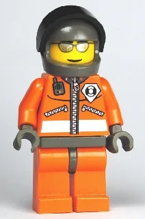 Garde côtière World City - Veste orange à fermeture éclair, lunettes de soleil argentées, casque gris foncé