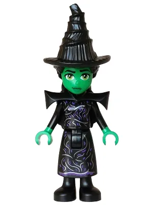 Elphaba – Mini-Puppe, schwarzes Kleid, Hut, Schulterpolster
