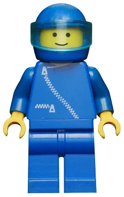 Jas met ritssluiting - Blauw, blauwe broekspijpen, blauwe helm, lichtblauw vizier