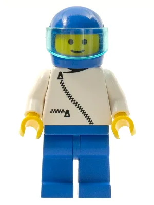 Jas met ritssluiting - Wit, blauwe pijpen, blauwe helm, doorschijnend lichtblauw vizier