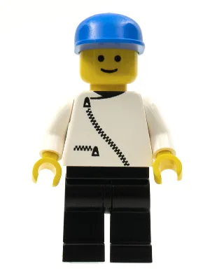 Jacket with Zipper - White, Black Legs, Blue Cap