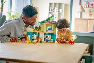 Maison familiale moderne 3 en 1 avec figurines