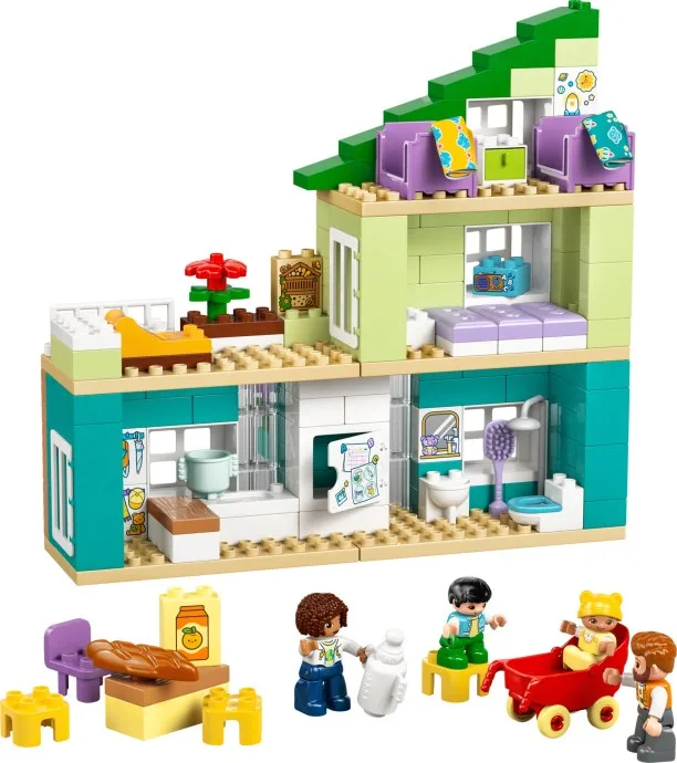 Maison familiale moderne 3 en 1 avec figurines