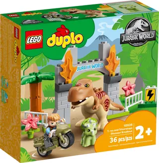 T. rex und Triceratops Dinosaurier-Ausbruch